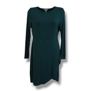 Charlotte Russe Women's green long sleeves faux wrap bodycon dress - medium